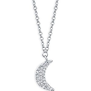 Moon & Meadow 14K White Gold Crescent Moon Necklace with Diamonds, 18 - 100% Exclusive- 4625858