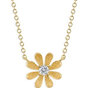 Moon & Meadow 14K Yellow Gold Diamond Flower Necklace, 18 - 100% Exclusive- 4625875