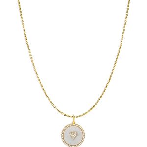 By Adina Eden Pave Mother of Pearl Heart Coin Necklace, 18- 4633638