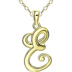 Aqua Polished Script Initial Pendant Necklace in 18K Gold-Plated Sterling Silver, 15.5 - 100% Exclusive- 4631551