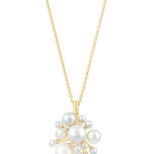 Bloomingdale's Cultured Fresh Water Pearls & Diamond Pendant Necklace in 14K Yellow Gold (0.07 ct. t.w.), 18 - 100% Exclusive- 4613008