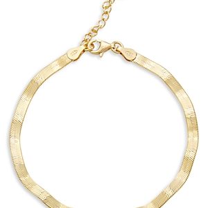 Argento Vivo Ridged Herringbone Chain Bracelet in 18K Gold-Plated Sterling Silver- 4631224