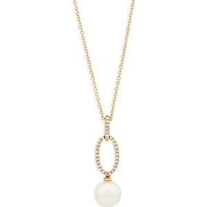 Bloomingdale's 14K Yellow Gold Cultured Freshwater Pearl & Diamond Pendant Necklace, 18 - 100% Exclusive- 4634034