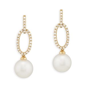 Bloomingdale's 14K Yellow Gold Cultured Freshwater Pearl & Diamond Drop Earrings, 0.17 ct. t.w. - 100% Exclusive- 4634039