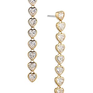 Nadri Tennis Linear Heart Drop Earrings in 18K Gold-Plated- 4660887