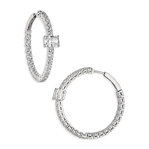 Nadri Tennis Inside Out Stone Hoop Earrings- 4660883