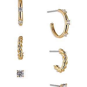 Nadri Brunch Hoop & Stud Trio Earrings in 18K Gold-Plated, Set of 3- 4660913