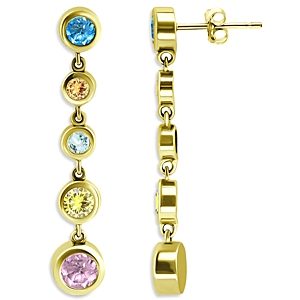 Aqua Graduated Bezel Drop Earrings in 18K Gold-Plated Sterling Silver - 100% Exclusive- 4631559