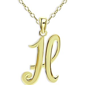 Aqua Polished Script Initial Pendant Necklace in 18K Gold-Plated Sterling Silver, 15.5 - 100% Exclusive- 4631551