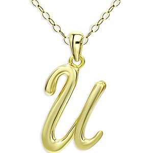 Aqua Polished Script Initial Pendant Necklace in 18K Gold-Plated Sterling Silver, 15.5 - 100% Exclusive- 4631551