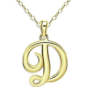 Aqua Polished Script Initial Pendant Necklace in 18K Gold-Plated Sterling Silver, 15.5 - 100% Exclusive- 4631551