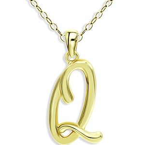 Aqua Polished Script Initial Pendant Necklace in 18K Gold-Plated Sterling Silver, 15.5 - 100% Exclusive- 4631551