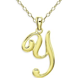 Aqua Polished Script Initial Pendant Necklace in 18K Gold-Plated Sterling Silver, 15.5 - 100% Exclusive- 4631551
