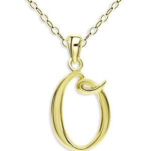 Aqua Polished Script Initial Pendant Necklace in 18K Gold-Plated Sterling Silver, 15.5 - 100% Exclusive- 4631551