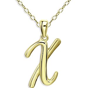 Aqua Polished Script Initial Pendant Necklace in 18K Gold-Plated Sterling Silver, 15.5 - 100% Exclusive- 4631551