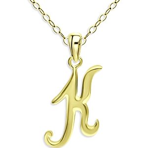 Aqua Polished Script Initial Pendant Necklace in 18K Gold-Plated Sterling Silver, 15.5 - 100% Exclusive- 4631551