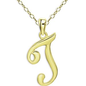Aqua Polished Script Initial Pendant Necklace in 18K Gold-Plated Sterling Silver, 15.5 - 100% Exclusive- 4631551