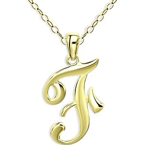 Aqua Polished Script Initial Pendant Necklace in 18K Gold-Plated Sterling Silver, 15.5 - 100% Exclusive- 4631551