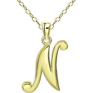 Aqua Polished Script Initial Pendant Necklace in 18K Gold-Plated Sterling Silver, 15.5 - 100% Exclusive- 4631551