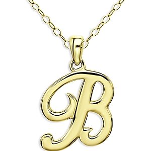 Aqua Polished Script Initial Pendant Necklace in 18K Gold-Plated Sterling Silver, 15.5 - 100% Exclusive- 4631551