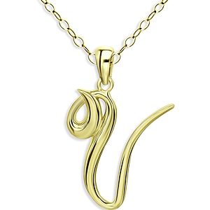 Aqua Polished Script Initial Pendant Necklace in 18K Gold-Plated Sterling Silver, 15.5 - 100% Exclusive- 4631551