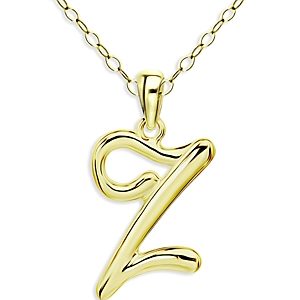 Aqua Polished Script Initial Pendant Necklace in 18K Gold-Plated Sterling Silver, 15.5 - 100% Exclusive- 4631551