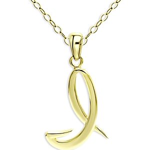 Aqua Polished Script Initial Pendant Necklace in 18K Gold-Plated Sterling Silver, 15.5 - 100% Exclusive- 4631551