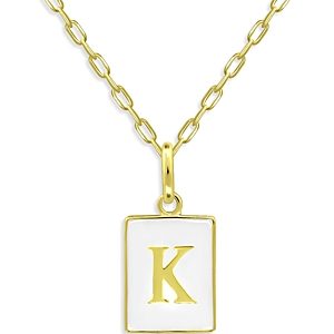 Aqua Rectangle Initial Pendant in 18K Gold-Plated Sterling Silver, 15.5 - 100% Exclusive- 4631594