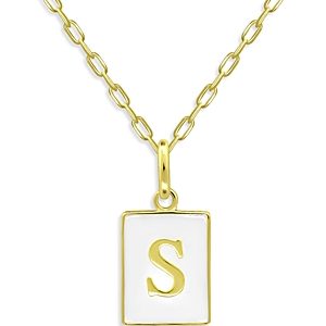 Aqua Rectangle Initial Pendant in 18K Gold-Plated Sterling Silver, 15.5 - 100% Exclusive- 4631594