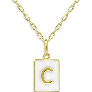 Aqua Rectangle Initial Pendant in 18K Gold-Plated Sterling Silver, 15.5 - 100% Exclusive- 4631594