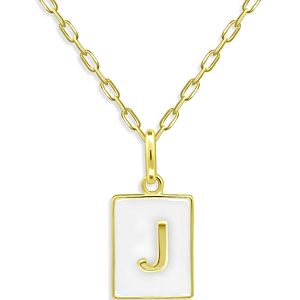 Aqua Rectangle Initial Pendant in 18K Gold-Plated Sterling Silver, 15.5 - 100% Exclusive- 4631594