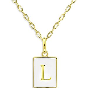 Aqua Rectangle Initial Pendant in 18K Gold-Plated Sterling Silver, 15.5 - 100% Exclusive- 4631594