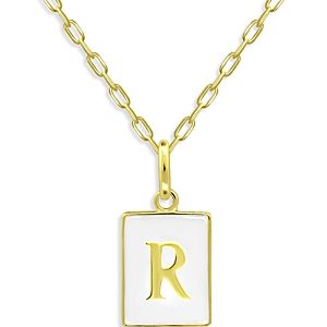 Aqua Rectangle Initial Pendant in 18K Gold-Plated Sterling Silver, 15.5 - 100% Exclusive- 4631594