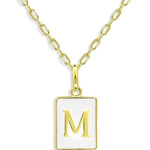 Aqua Rectangle Initial Pendant in 18K Gold-Plated Sterling Silver, 15.5 - 100% Exclusive- 4631594