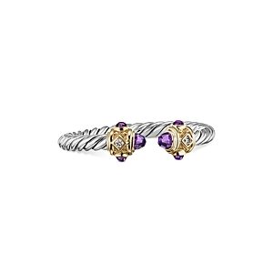 David Yurman Renaissance Ring in Sterling Silver with Amethyst, 14K Yellow Gold and Diamonds- 4556125