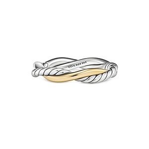David Yurman Petite Infinity Band Ring in Sterling Silver with 14K Yellow Gold- 4556100