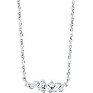 Suzanne Kalan 18K White Gold Frenzy Diamond Mini Bar Pendant Necklace, 16-18- 4347190
