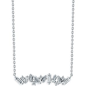 Suzanne Kalan 18K White Gold Frenzy Diamond Bar Pendant Necklace, 16-18- 4347192