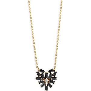 Suzanne Kalan 18K Yellow Gold Fireworks Black Sapphire Small Heart Pendant Necklace, 16-18- 4396513