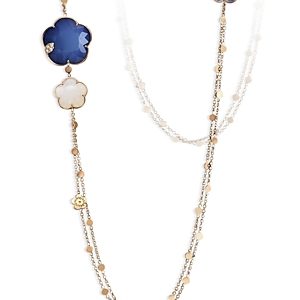 Pasquale Bruni 18K Rose Gold Ton Joli Multi Stone & Diamond Flower Sautoir Necklace, 39.3- 4383439