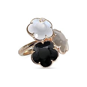 Pasquale Bruni 18K Rose Gold Bouquet Lunaire Ring with Grey & White Moonstone, Onyx & White Diamonds- 4383440