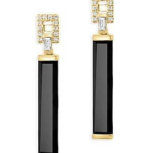 Bloomingdale's Onyx & Diamond Column Drop Earrings in 14K Yellow Gold - 100% Exclusive- 4676709