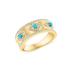 Bloomingdale's Turquoise & Diamond Band in 14K Yellow Gold - 100% Exclusive- 4676712