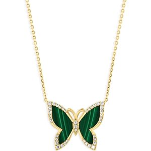 Bloomingdale's Malachite & Diamond Butterfly Pendant Necklace in 14K Yellow Gold, 16 - 100% Exclusive- 4676731