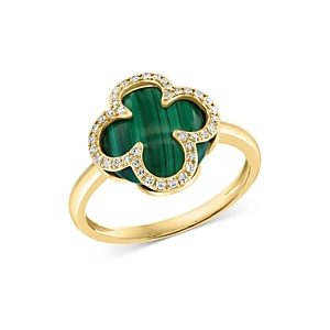 Bloomingdale's Malachite & Diamond Clover Ring in 14K Yellow Gold - 100% Exclusive- 4676732