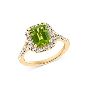 Bloomingdale's Peridot & Diamond Halo Ring in 14K Yellow Gold - 100% Exclusive- 4676766