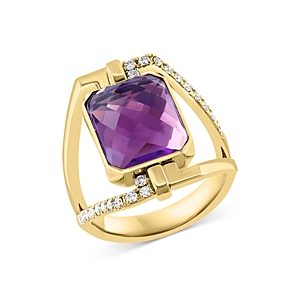 Bloomingdale's Amethyst, Chalcedony Quartz & Diamond Two-Sided Ring in 14K Yellow Gold- 100% Exclusive- 4676779