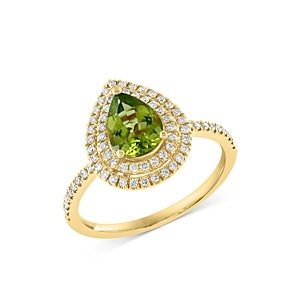 Bloomingdale's Peridot & Diamond Pear-Cut Halo Ring in 14K Yellow Gold - 100% Exclusive- 4676759