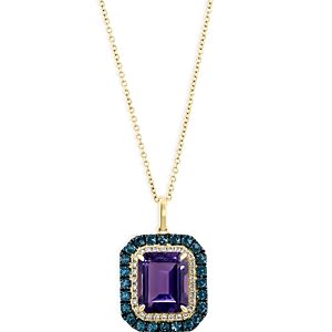 Bloomingdale's Amethyst, London Blue Topaz & Diamond Pendant Necklace in 14K Yellow Gold, 16-18 - 100% Exclusive- 4676775