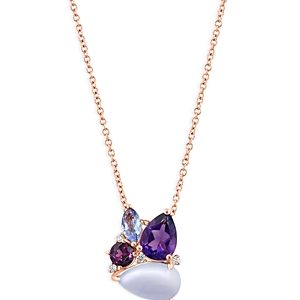 Bloomingdale's Chalcedony Quartz, Amethyst, Tanzanite, Rhodolite & Diamond Accent Pendant Necklace in 14K Rose Gold, 16-18 - 100% Exclusive- 4676774